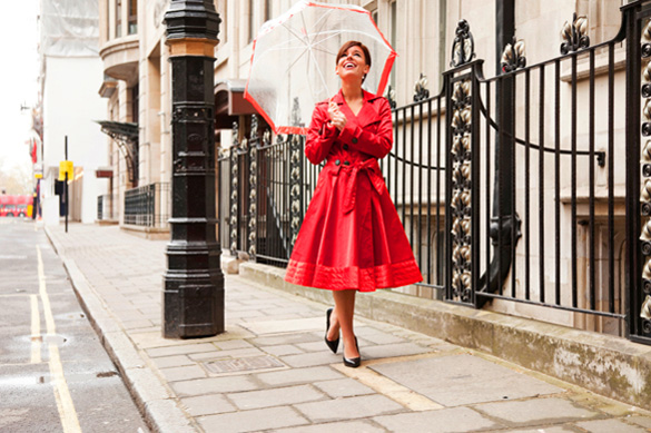 woman walking with an umbrella